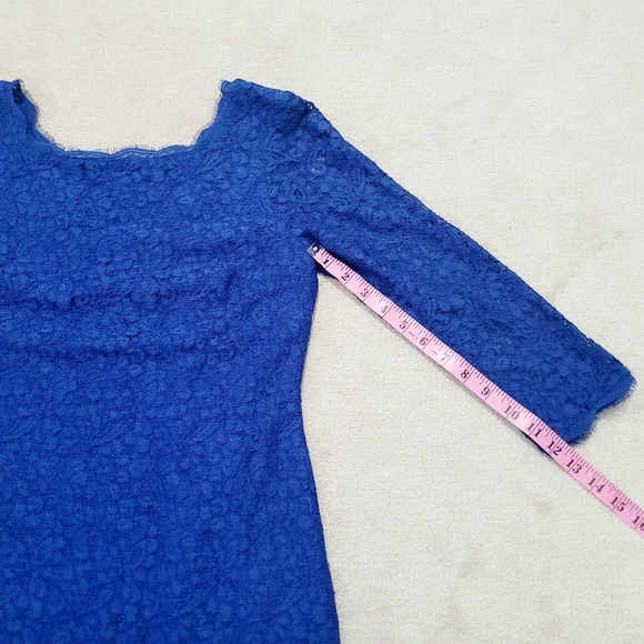 Adrianna Papell Blue Lace Timeless Cocktail Dress Woman's Size 8  Zip Up Back - Picture 6 of 10